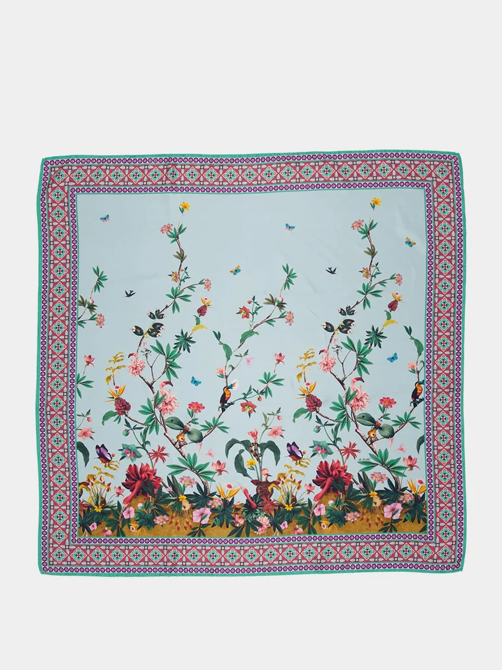 Blue Zooflora Silk Foulard sold by Fashion Clinic