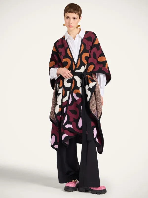 Multicolour Burgundy Wool Maiolika Robe sold by Fashion Clinic