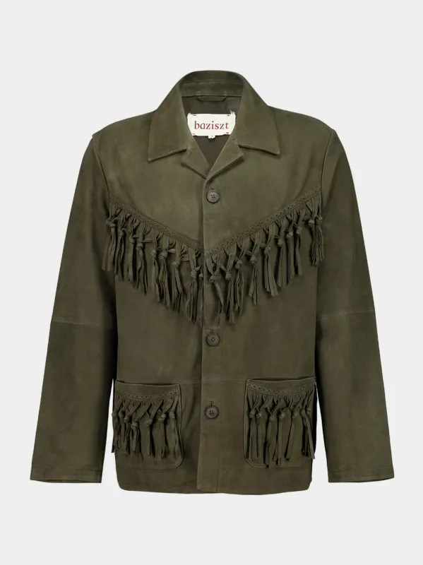 Khaki Green Suede Vestige Jacket made by Fashion Clinic
