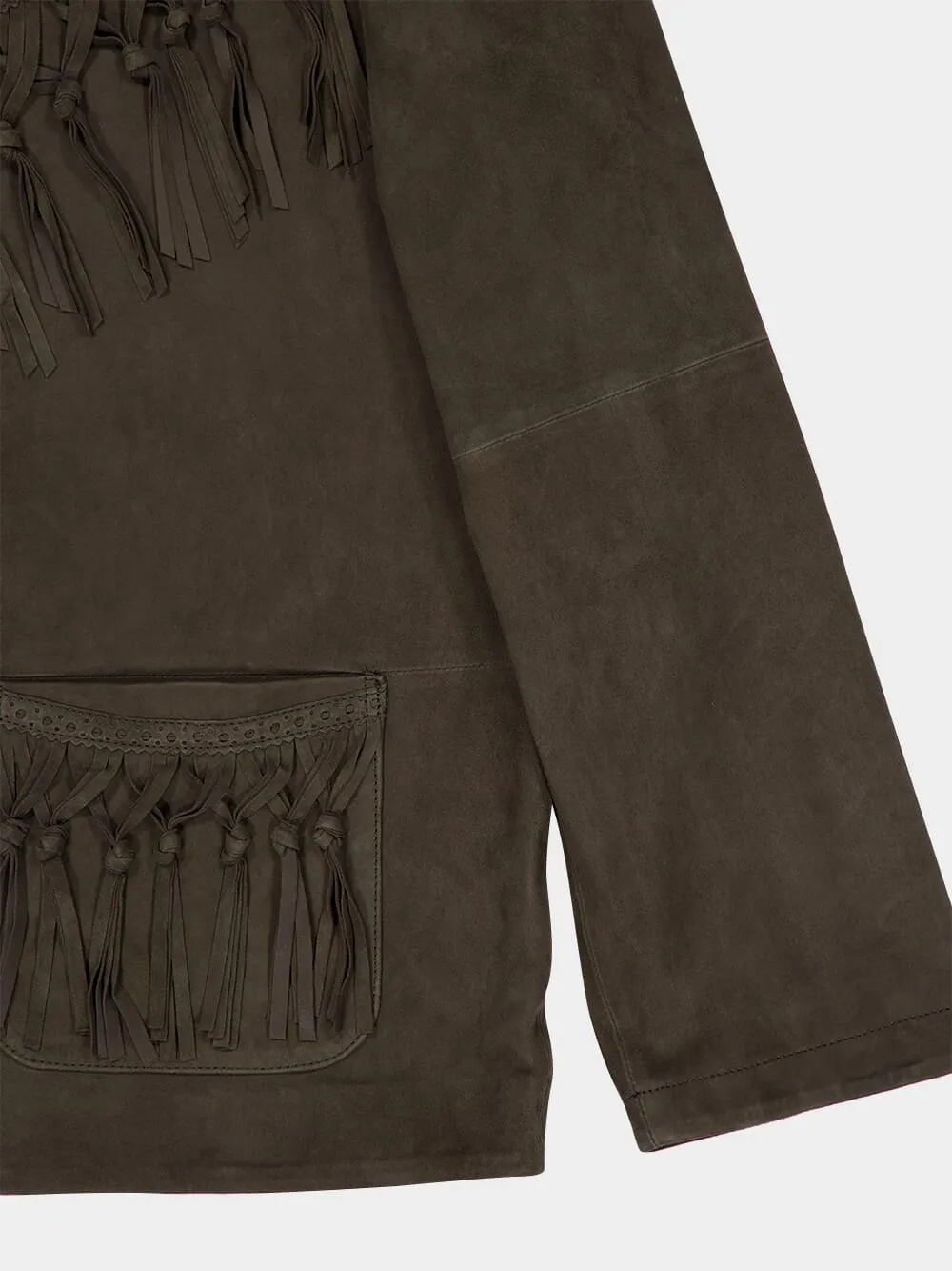 Khaki Green Suede Vestige Jacket sold by Fashion Clinic product image thumbnail 4