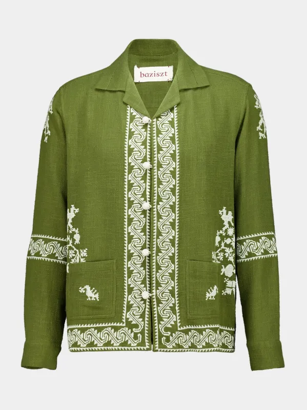 Khaki Tulum Embroidered Shirt sold by Fashion Clinic