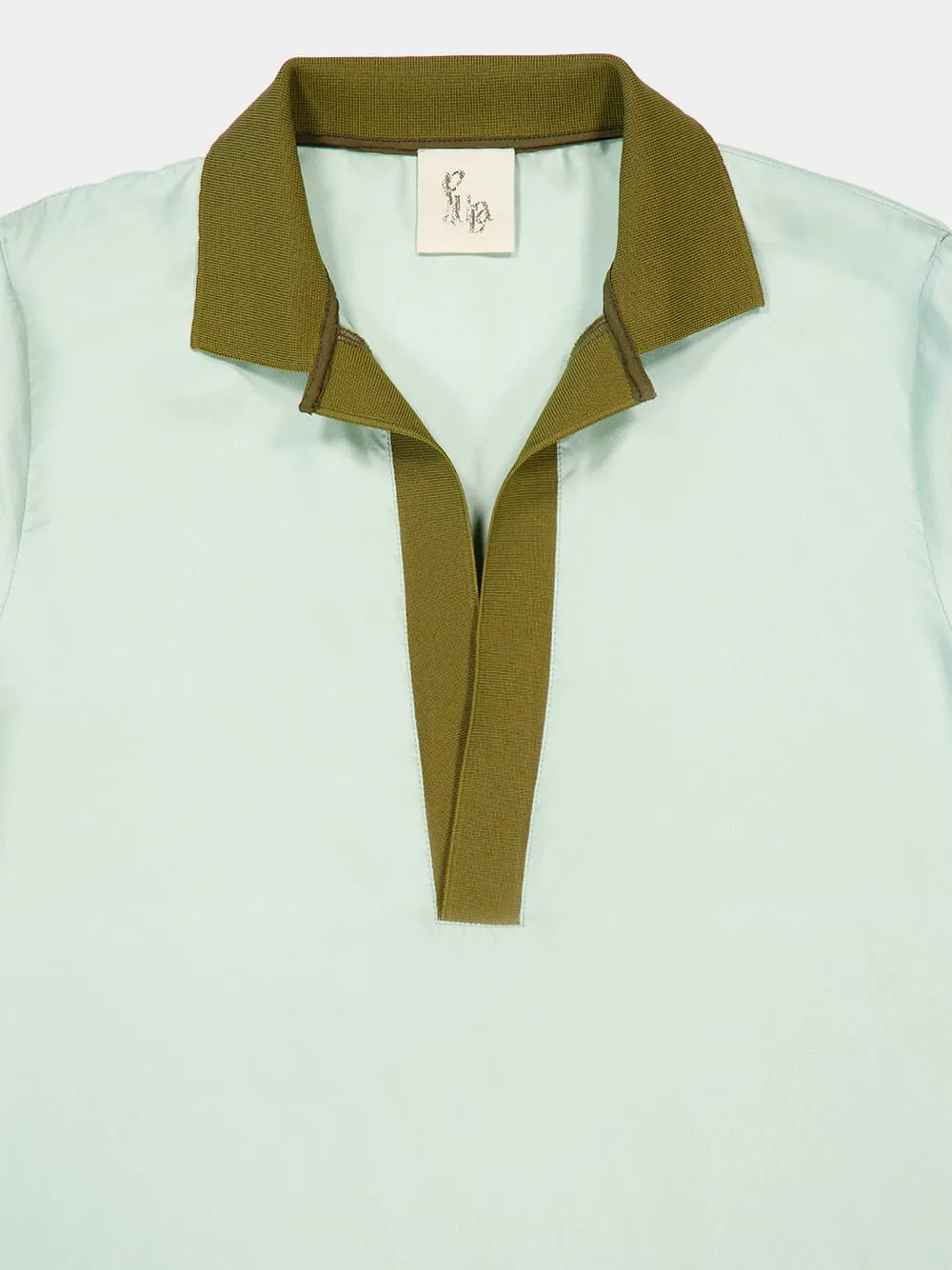 Diane Grayed Jade Silk V-Neck Long-Sleeve Top sold by Fashion Clinic product image thumbnail 5