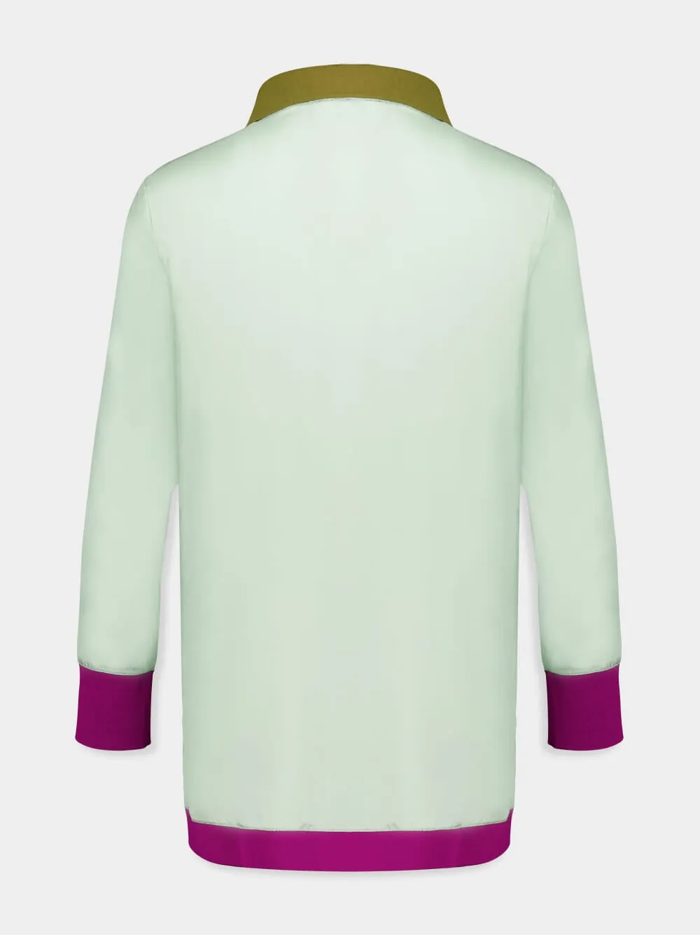 Diane Grayed Jade Silk V-Neck Long-Sleeve Top sold by Fashion Clinic product image thumbnail 3