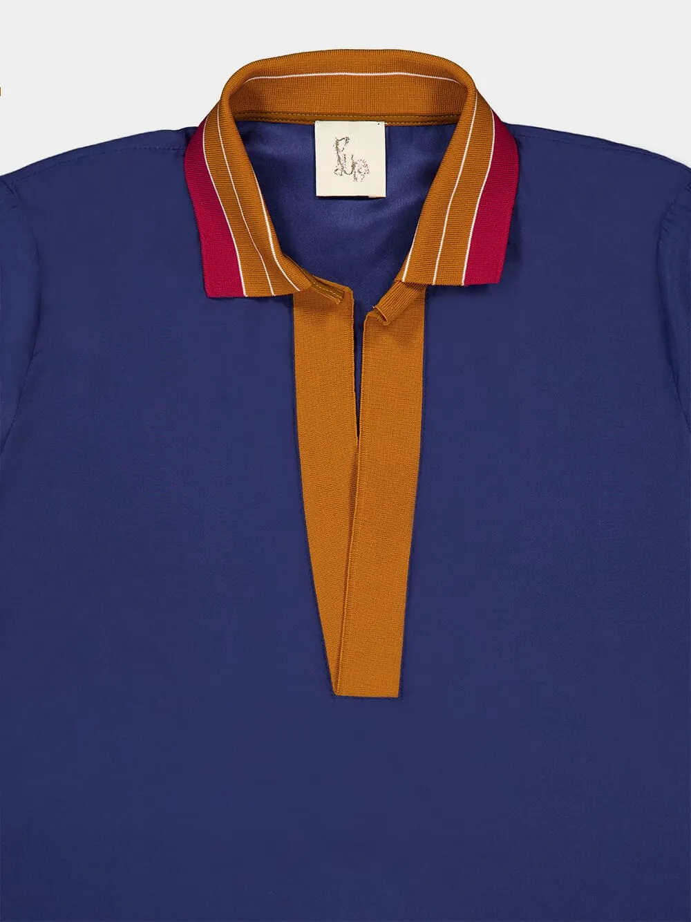 Diane Navy Blazer Silk V-Neck Long-Sleeve Top sold by Fashion Clinic product image thumbnail 3