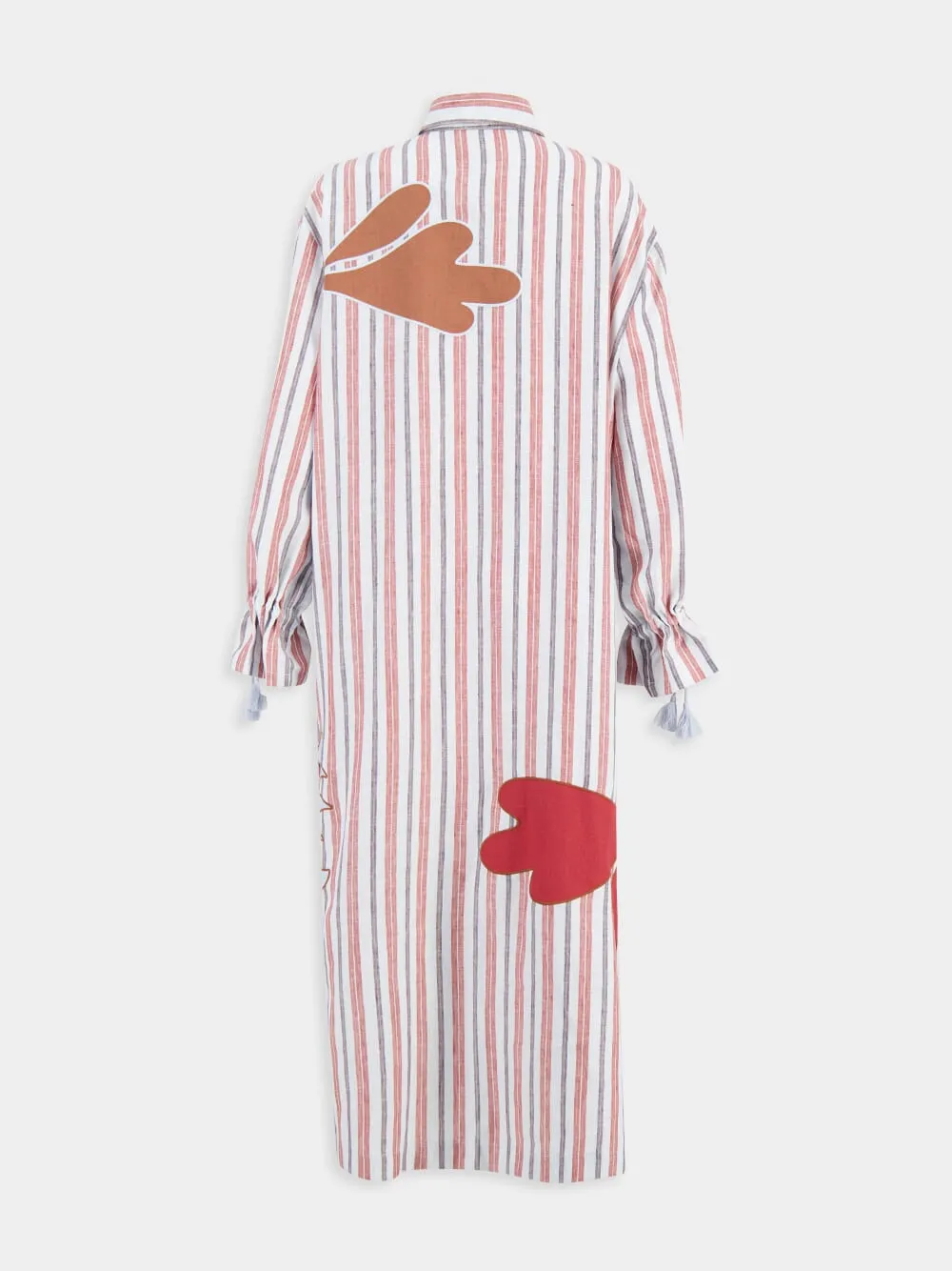 Almandine Stripes Linen Dress with Embroideries sold by Fashion Clinic product image thumbnail 5