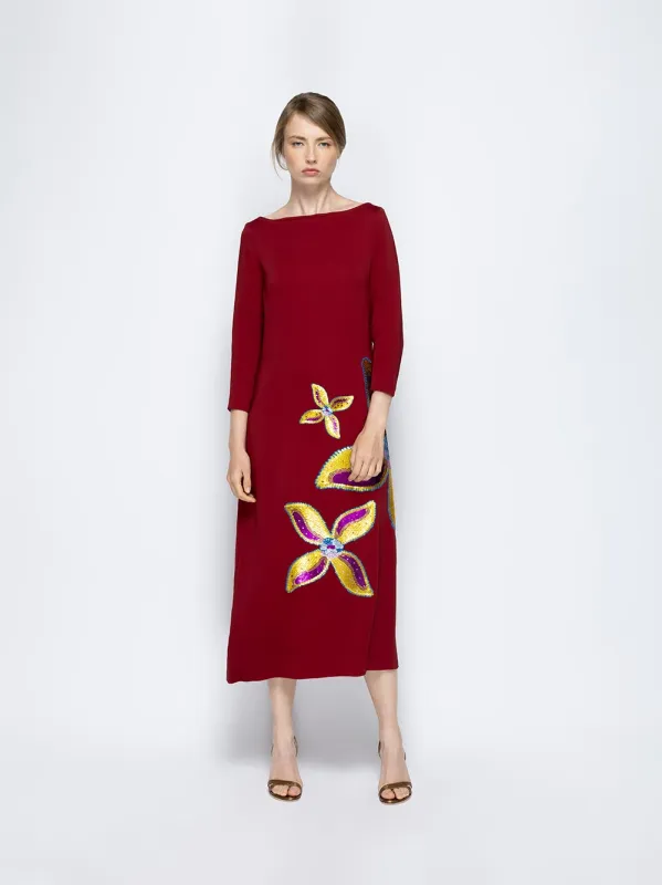 Bellona Red Dahlia Sequin Long Dress made by Fashion Clinic