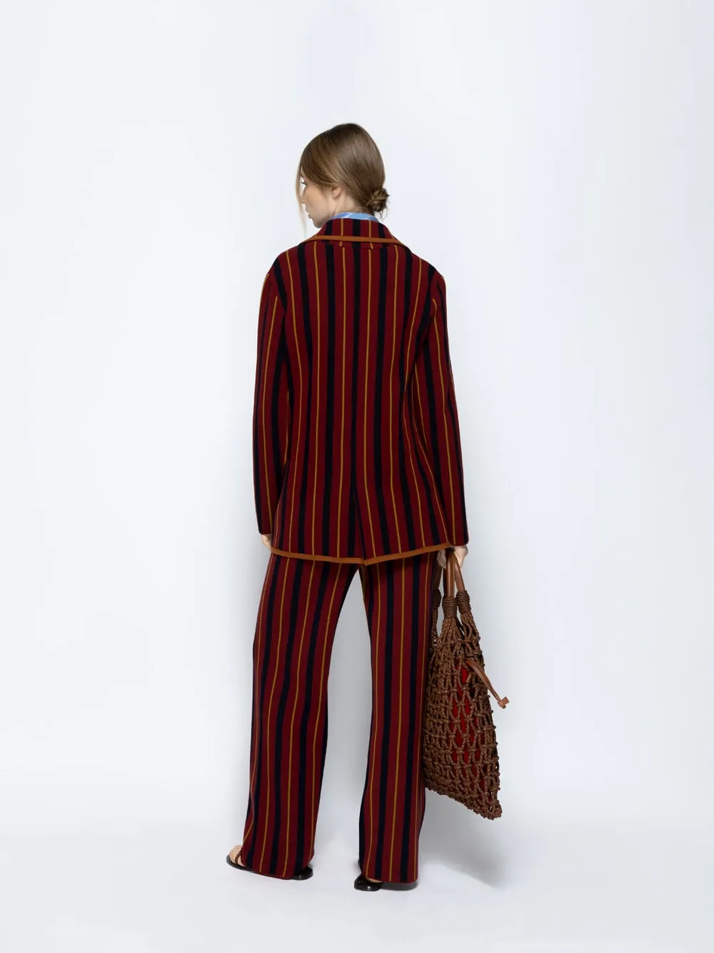 Aurora Red Dahlia Knitted Striped Blazer sold by Fashion Clinic product image thumbnail 3
