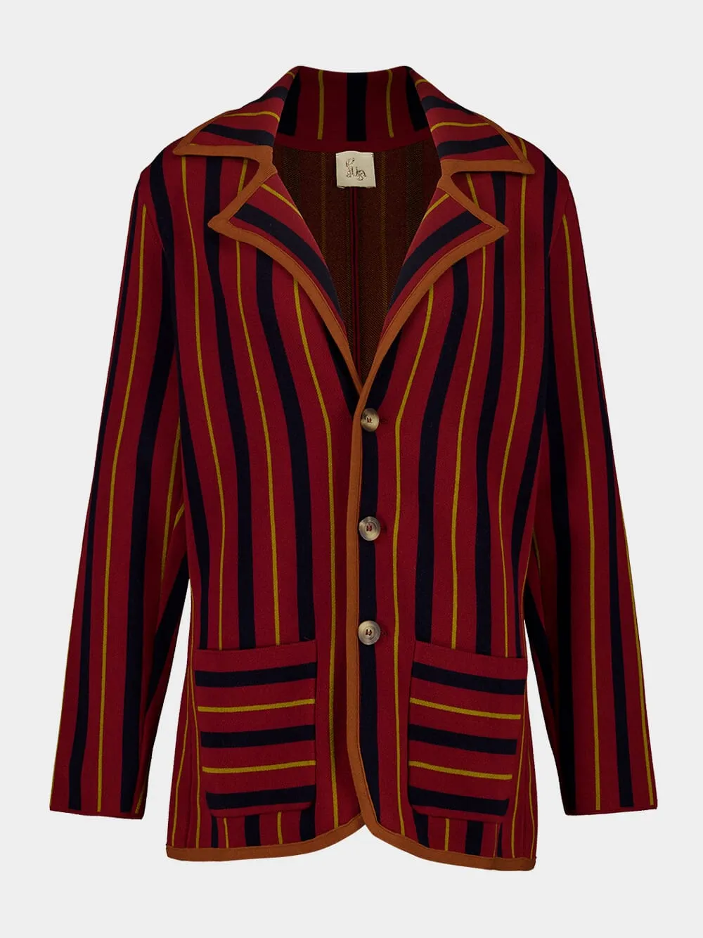 Aurora Red Dahlia Knitted Striped Blazer sold by Fashion Clinic product image thumbnail 2
