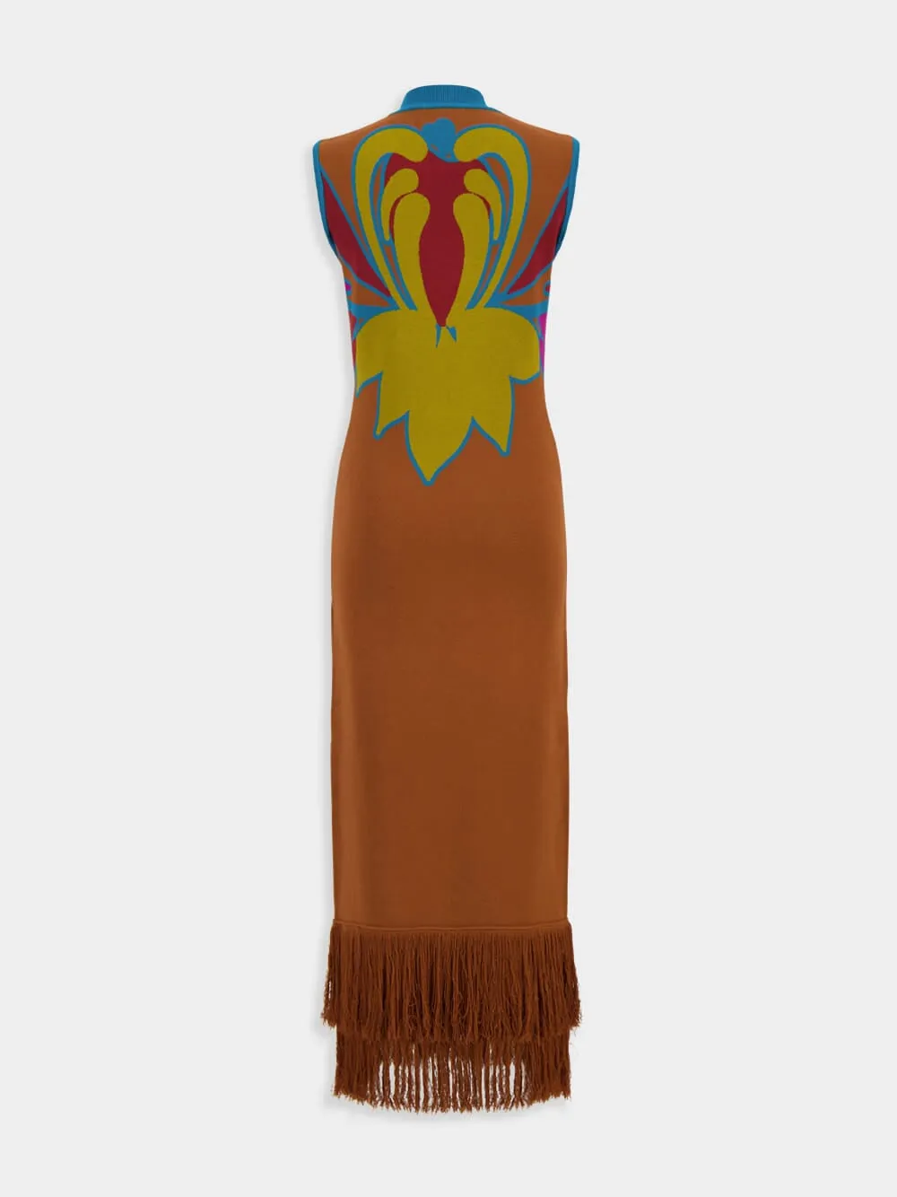 Vitoria Caramel Café Jacquard Dress with Fringes sold by Fashion Clinic product image thumbnail 4