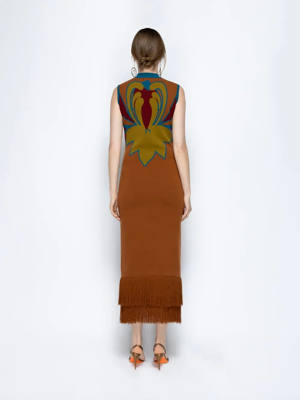 Vitoria Caramel Café Jacquard Dress with Fringes sold by Fashion Clinic product image thumbnail 5