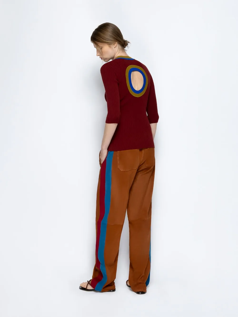 Valentina Red Dahlia Knitted Top with Back Cut-Out sold by Fashion Clinic product image thumbnail 5