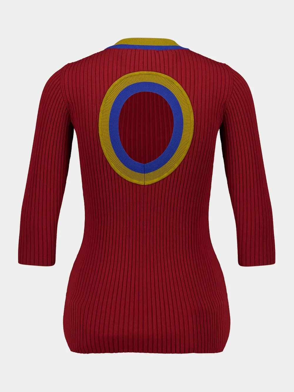 Valentina Red Dahlia Knitted Top with Back Cut-Out sold by Fashion Clinic product image thumbnail 4