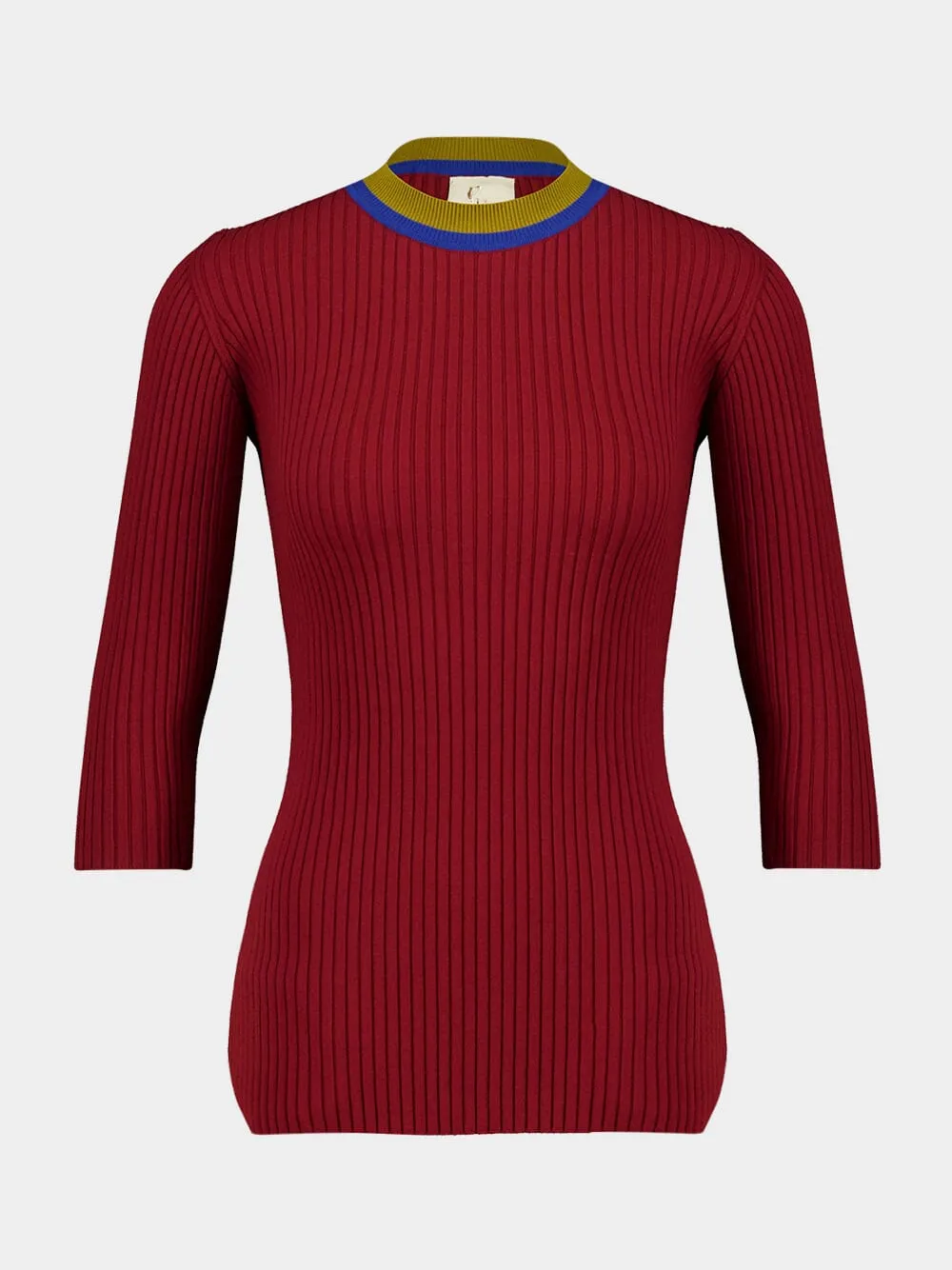 Valentina Red Dahlia Knitted Top with Back Cut-Out sold by Fashion Clinic product image thumbnail 2