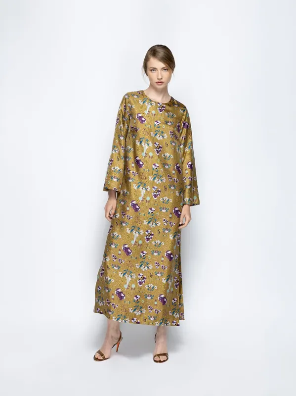 Shirley Floral Psic Printed Silk Twill A-Line Dress sold by Fashion Clinic