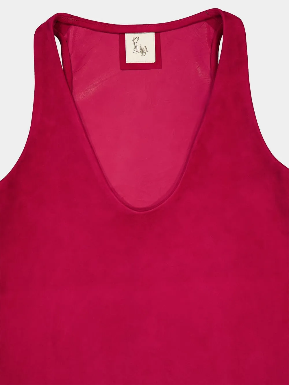 Serena Red Dahlia Scoop-Neck Leather Tank Top sold by Fashion Clinic product image thumbnail 3