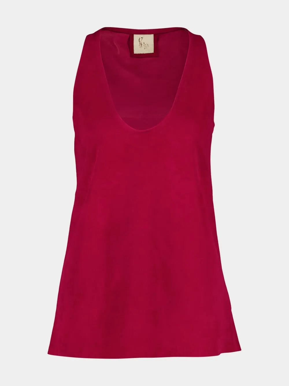 Serena Red Dahlia Scoop-Neck Leather Tank Top sold by Fashion Clinic