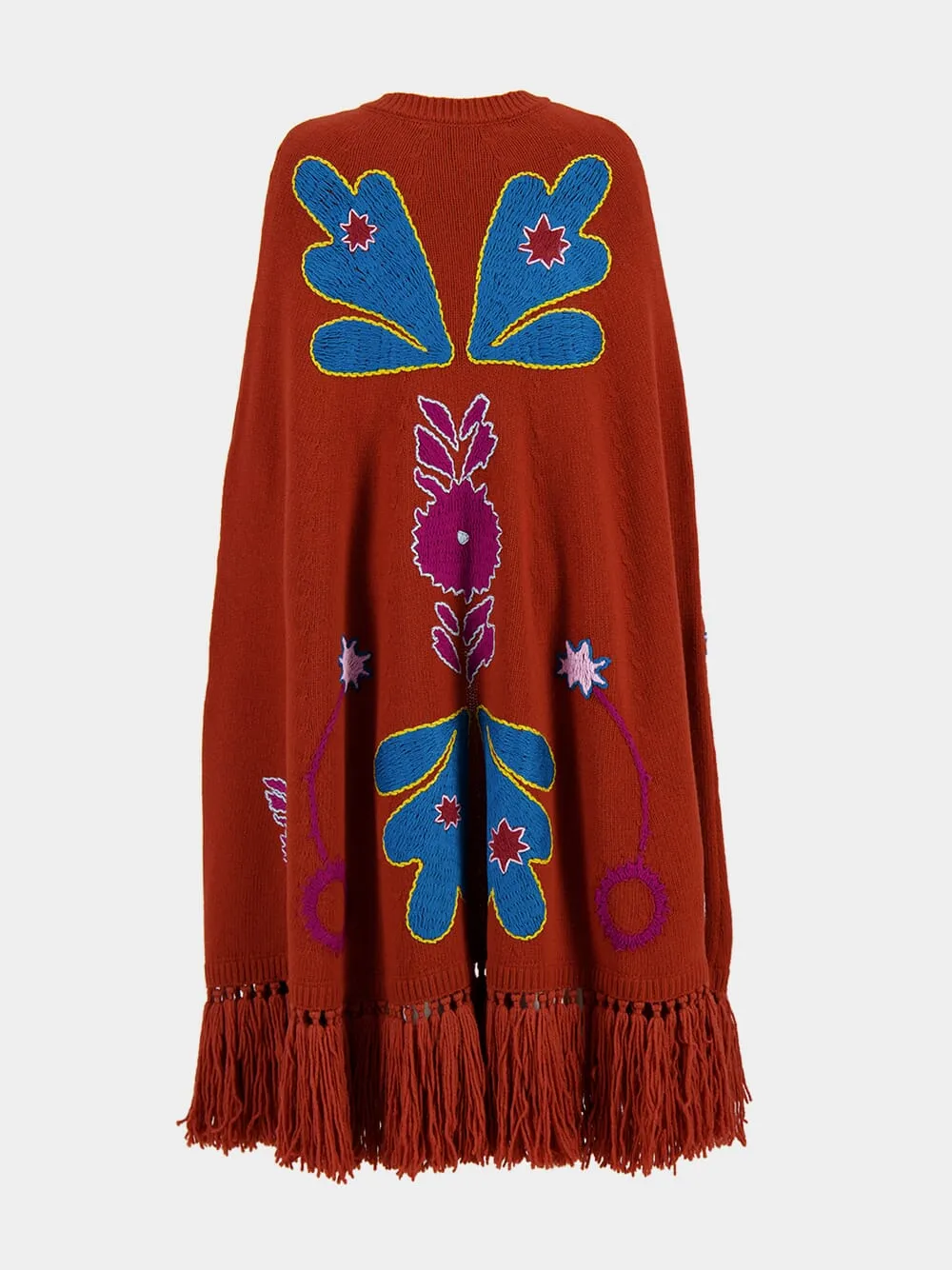 Saphire Orange Hand-Embroidered Knitted Cape sold by Fashion Clinic product image thumbnail 3