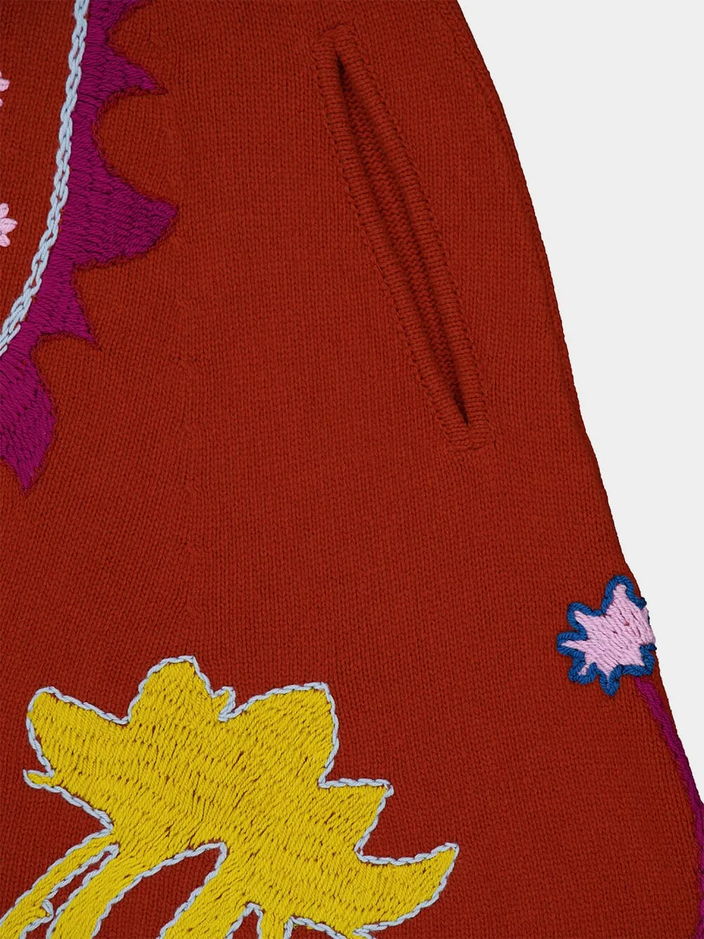 Saphire Orange Hand-Embroidered Knitted Cape sold by Fashion Clinic product image thumbnail 5