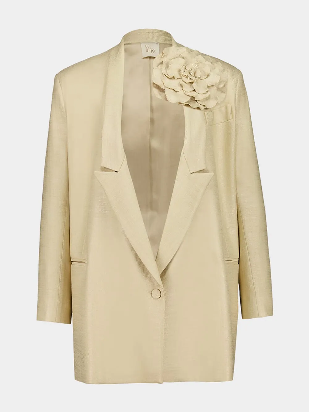 Frida Beige Deconstructed Twill Blazer sold by Fashion Clinic product image thumbnail 2