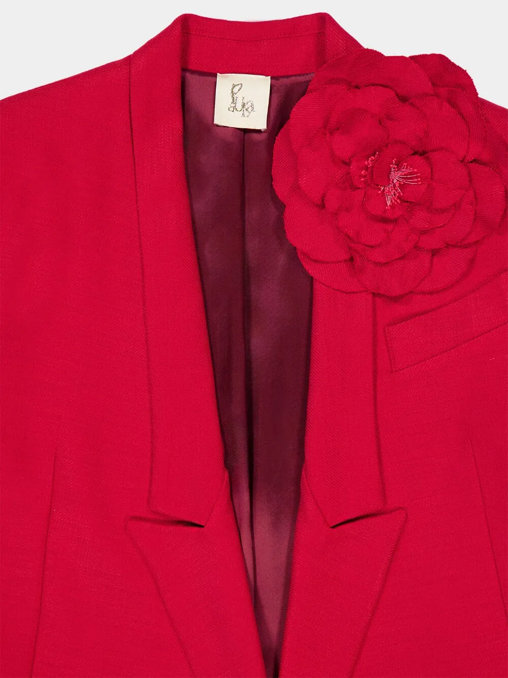 Frida Red Dahlia Deconstructed Twill Blazer sold by Fashion Clinic product image thumbnail 3