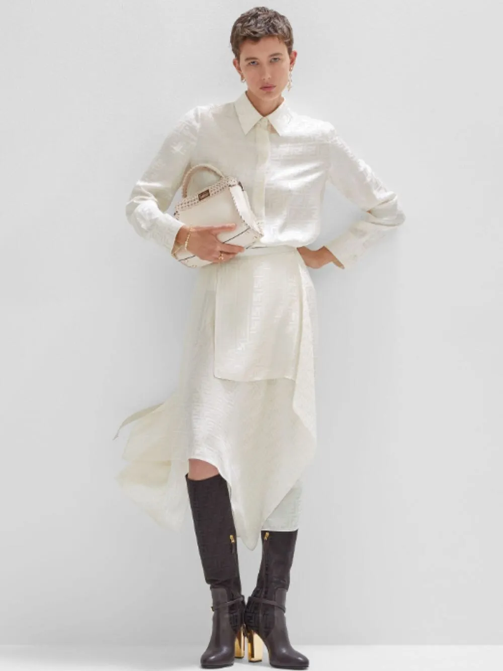 FF Motif Cream Silk Shirt sold by Fashion Clinic product image thumbnail 2