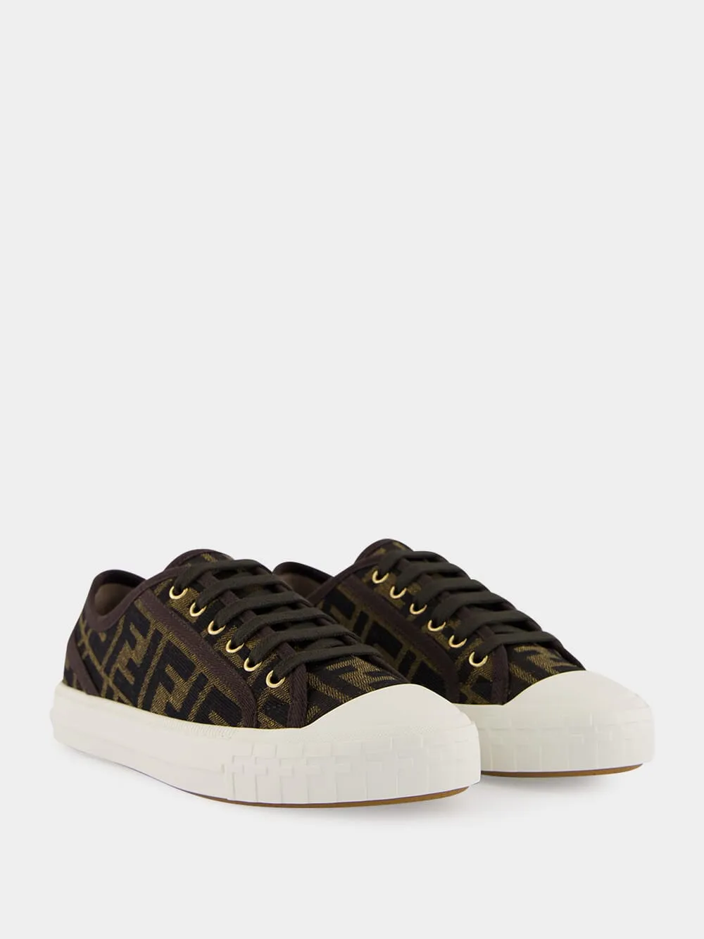 Brown FF Fabric Domino Low-Top Sneakers sold by Fashion Clinic product image thumbnail 3