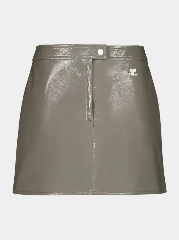 Light Mocha Reedition Vinyl Mini Skirt sold by Fashion Clinic