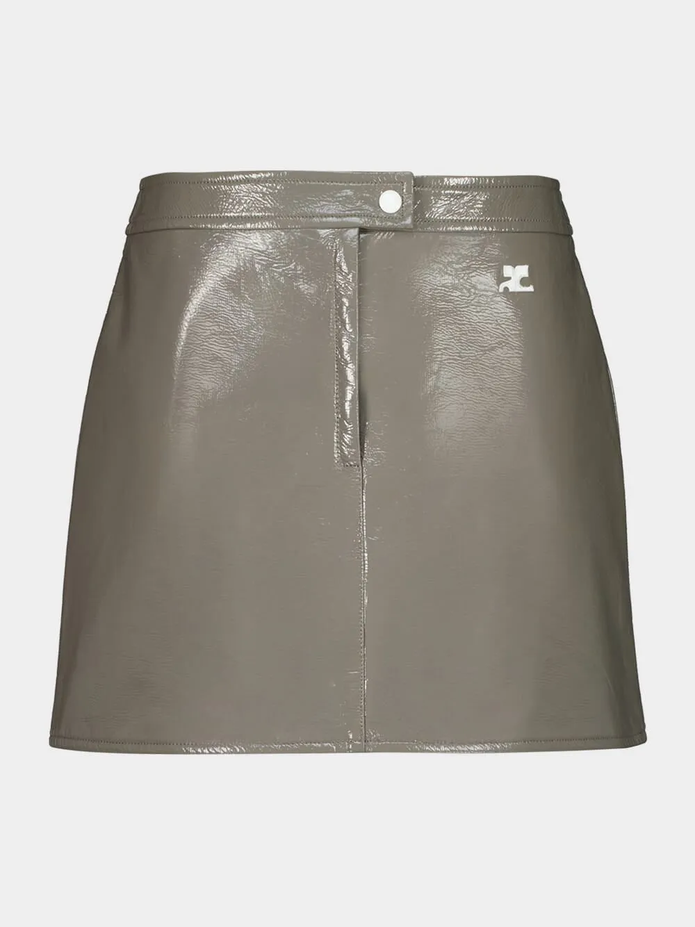 Light Mocha Reedition Vinyl Mini Skirt sold by Fashion Clinic