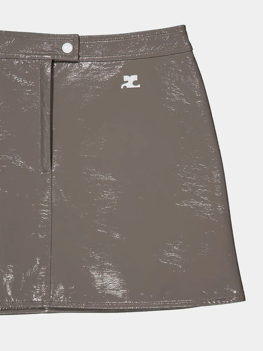 Light Mocha Reedition Vinyl Mini Skirt sold by Fashion Clinic product image thumbnail 3