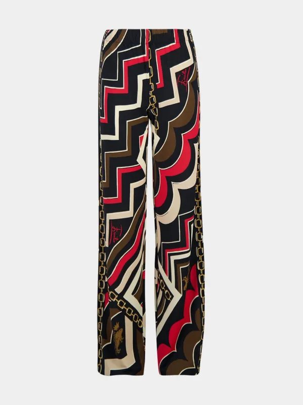 Istrice Print Straight-Leg Trousers sold by Fashion Clinic