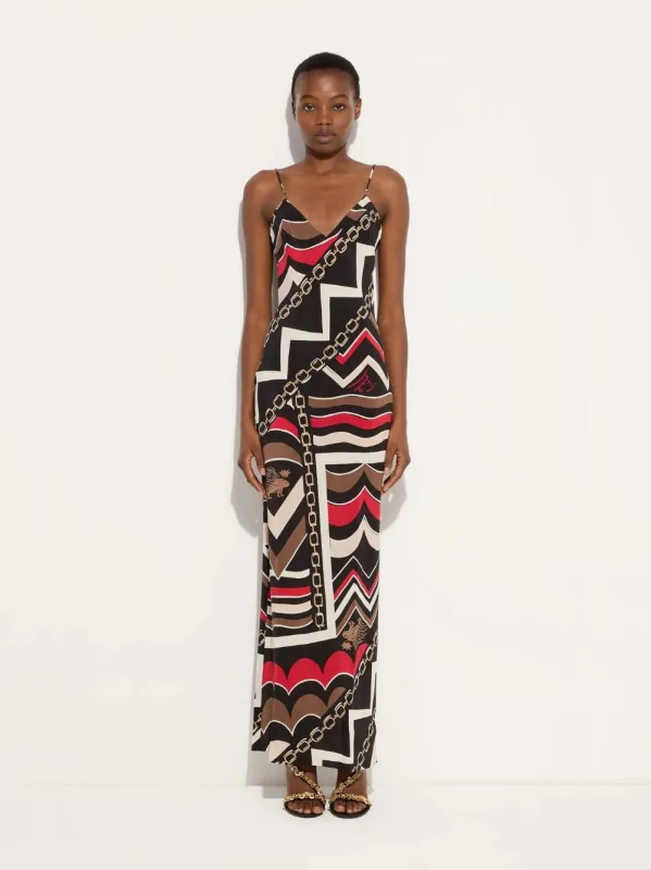 Istrice Print Long Silk Dress made by Emilio Pucci