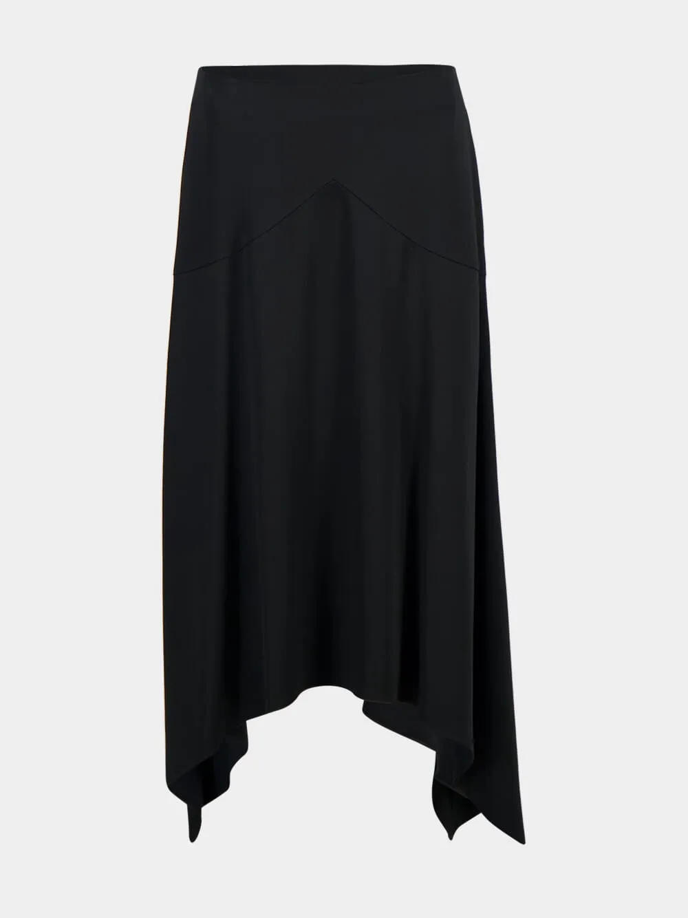 Black Asymmetric Satin Midi Skirt sold by Fashion Clinic