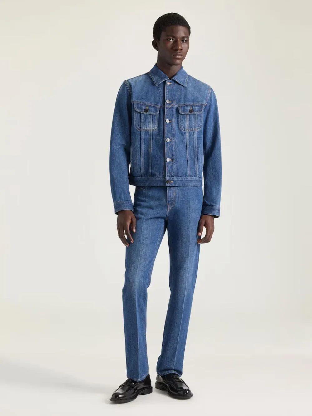 Medium Blue Shadow Washed Straight Jeans sold by Fashion Clinic