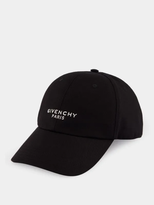 Black Cotton Paris Embroidered Cap sold by Fashion Clinic