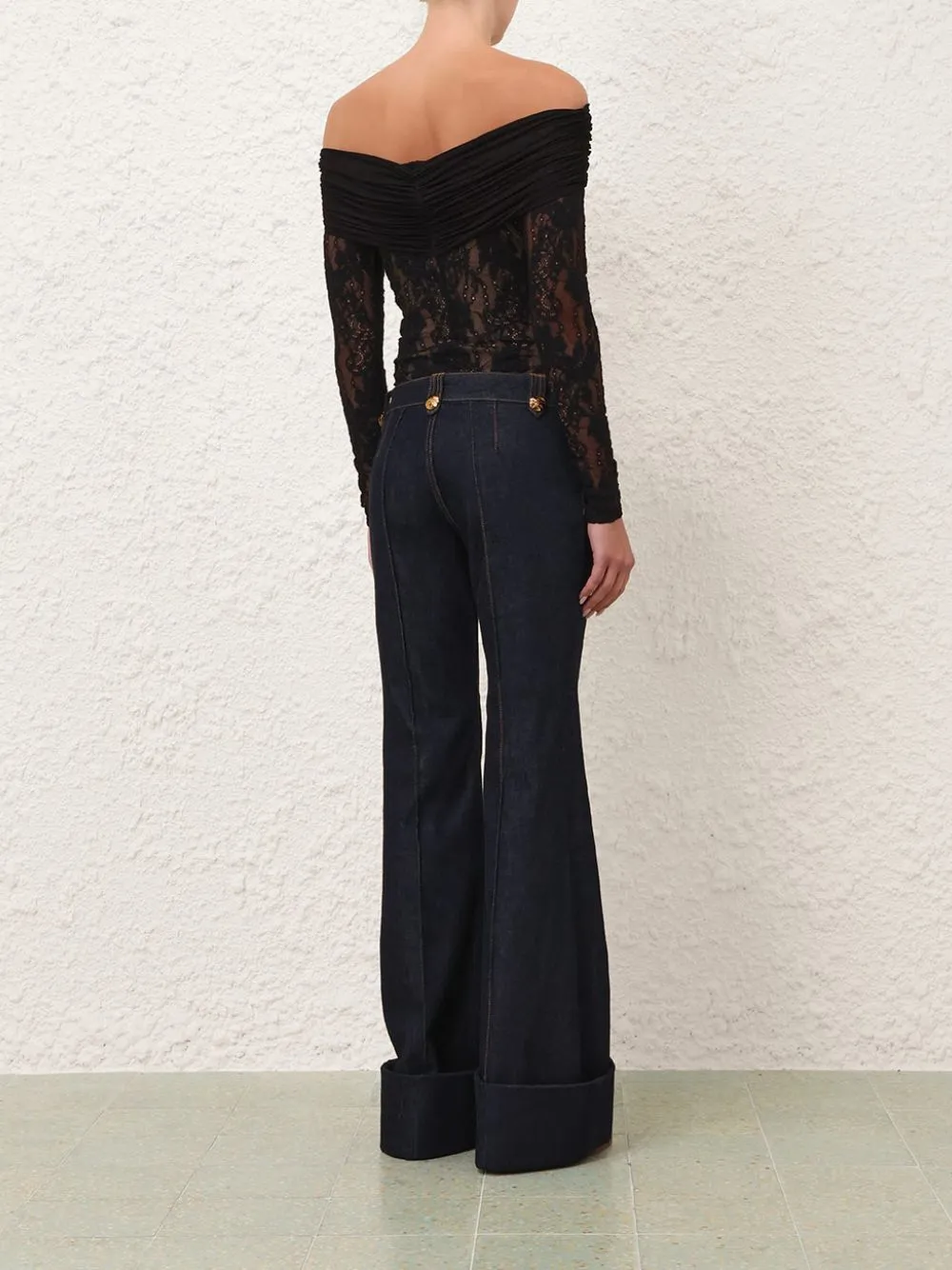 Black Rebellion Draped Lace Bodysuit sold by Fashion Clinic product image thumbnail 4