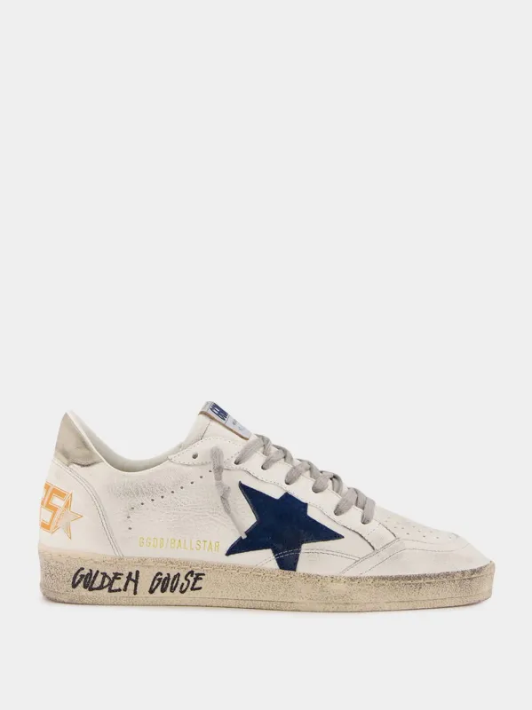 Ballstar Sneakers White and Blue Suede Star sold by Fashion Clinic