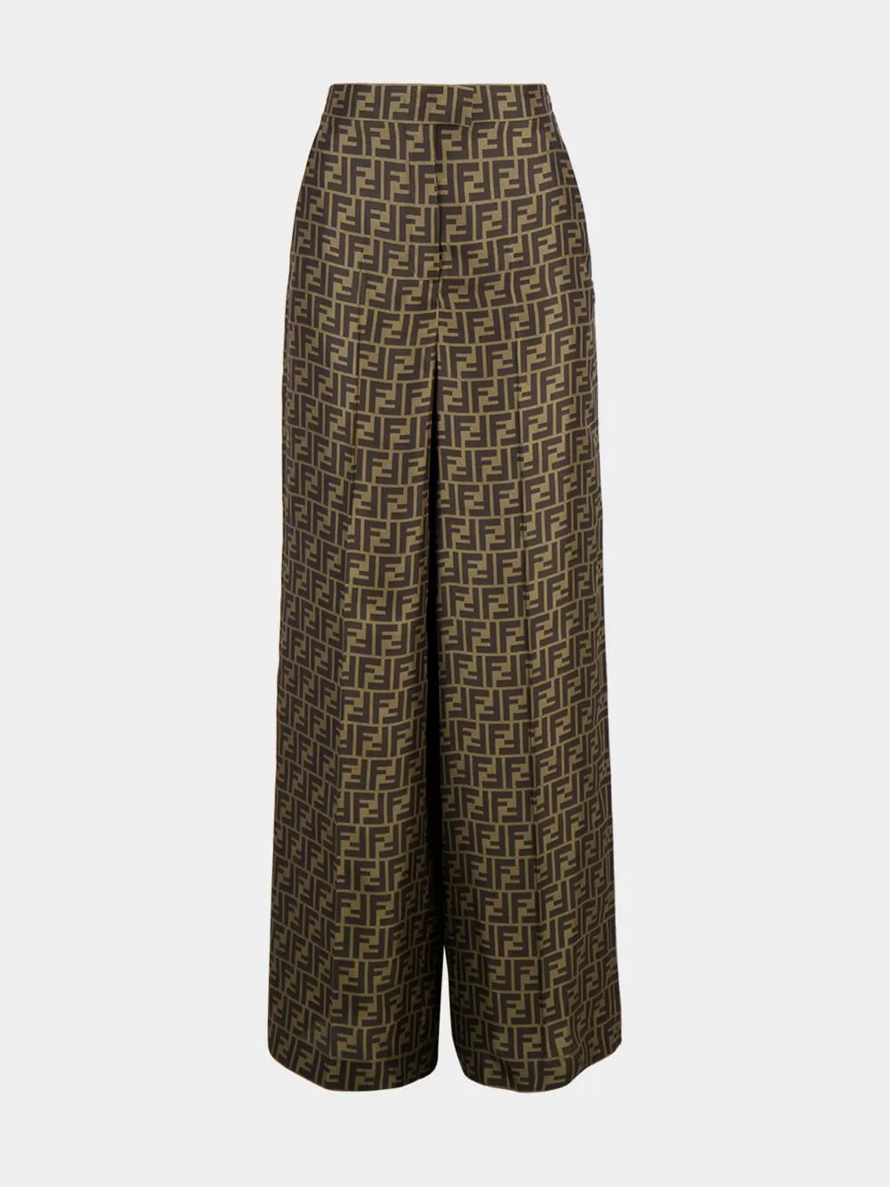 Brown FF Twill Wide-Leg Trousers sold by Fashion Clinic