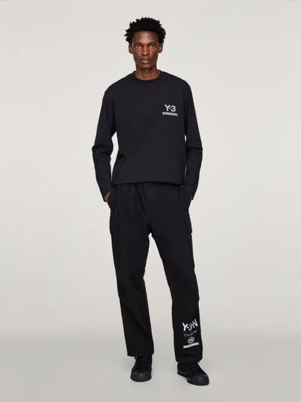 Black NBHD Logo Long Sleeve Shirt made by Y-3