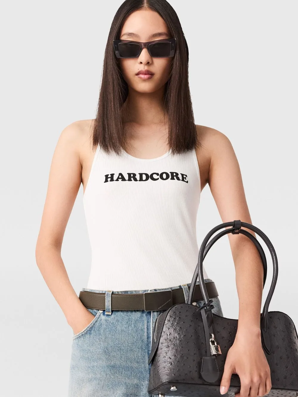 Pure White Hardcore Slogan Tank Top sold by Fashion Clinic product image thumbnail 2