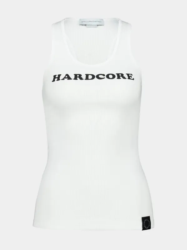 Pure White Hardcore Slogan Tank Top sold by Fashion Clinic
