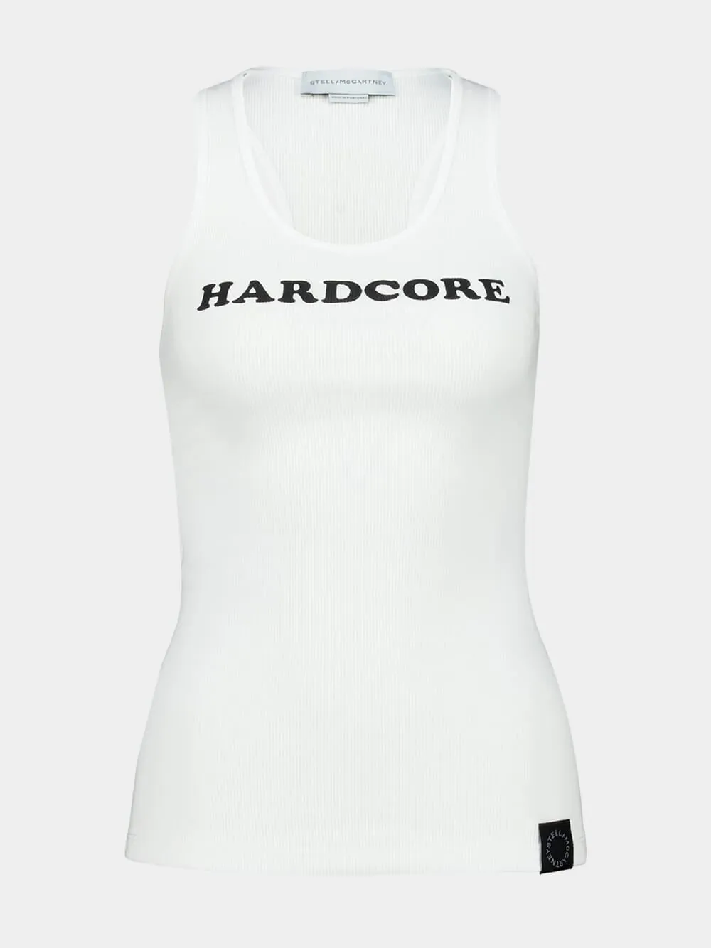 Pure White Hardcore Slogan Tank Top sold by Fashion Clinic