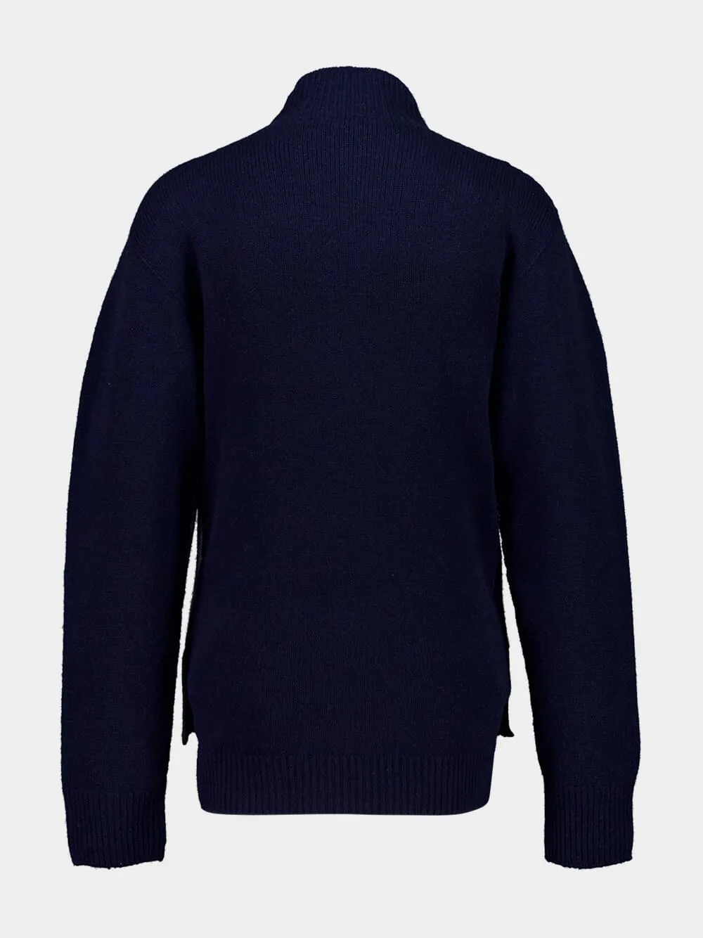 Grey and Navy Contrast Panel Turtleneck Jumper sold by Fashion Clinic product image thumbnail 3