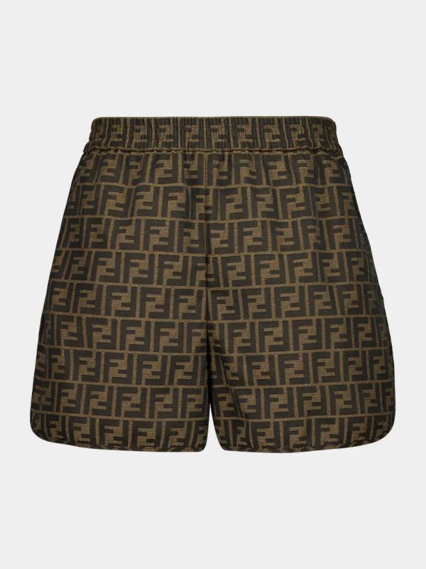 Brown FF Canvas Shorts made by Fendi