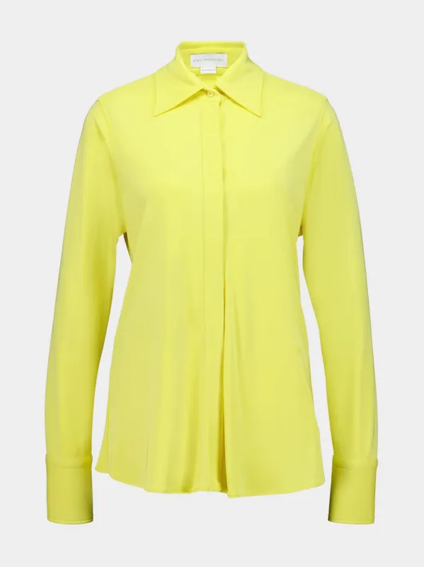 Yellow Long-Sleeve Crepe Shirt sold by Fashion Clinic