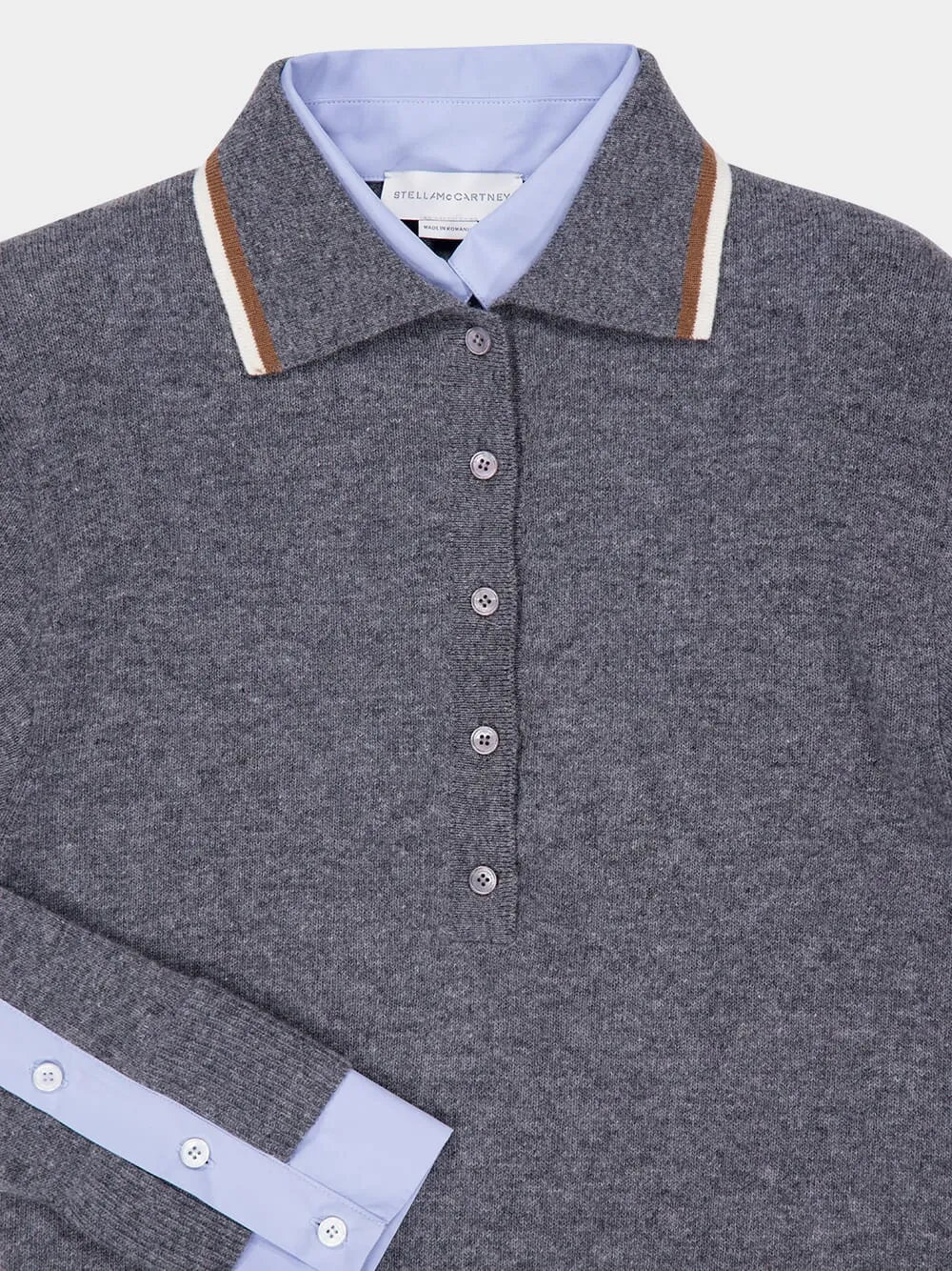 Grey Mélange Wool-Cotton Polo sold by Fashion Clinic product image thumbnail 3