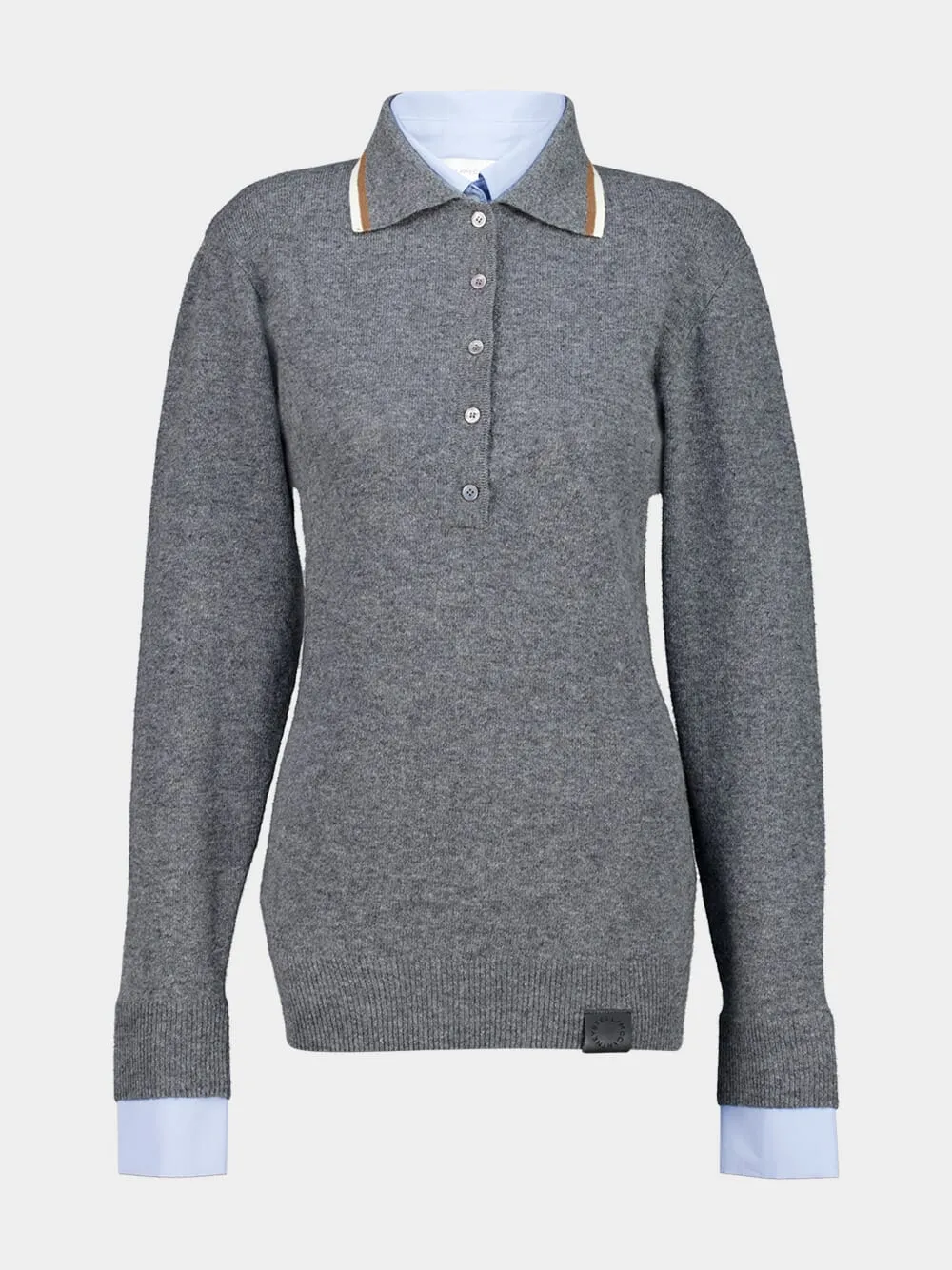 Grey Mélange Wool-Cotton Polo sold by Fashion Clinic