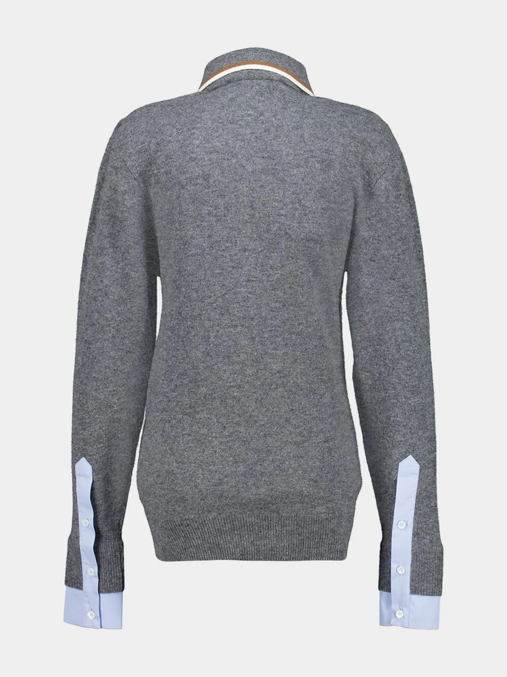 Grey Mélange Wool-Cotton Polo sold by Fashion Clinic product image thumbnail 2