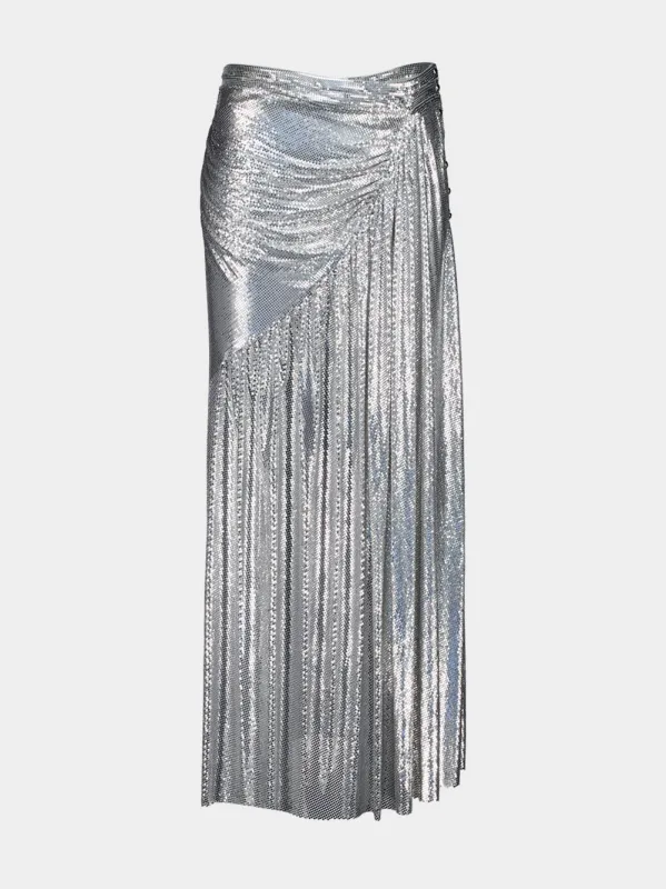 Silver Midi Mesh Skirt sold by Fashion Clinic