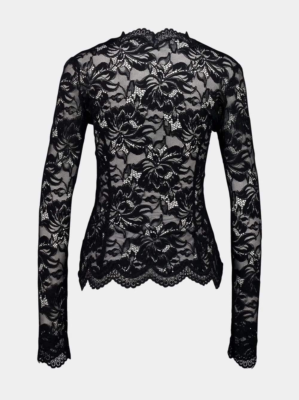 Black Lace Long-Sleeved Top sold by Fashion Clinic product image thumbnail 4