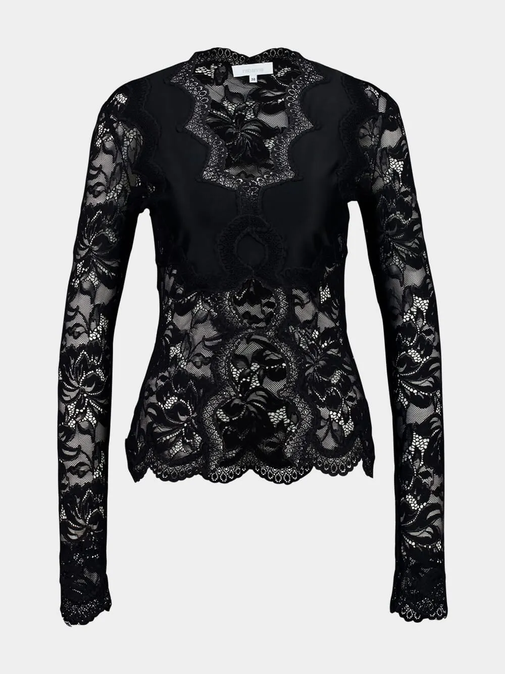 Black Lace Long-Sleeved Top sold by Fashion Clinic product image thumbnail 2